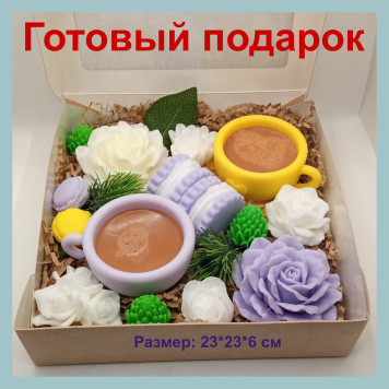 Мыло ручной работы, подарочный набор из мыла "Чайная церемония", сувенирное мыло.-1