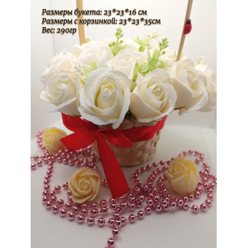 Букет из мыльных роз в корзинке, 21 шт.-3